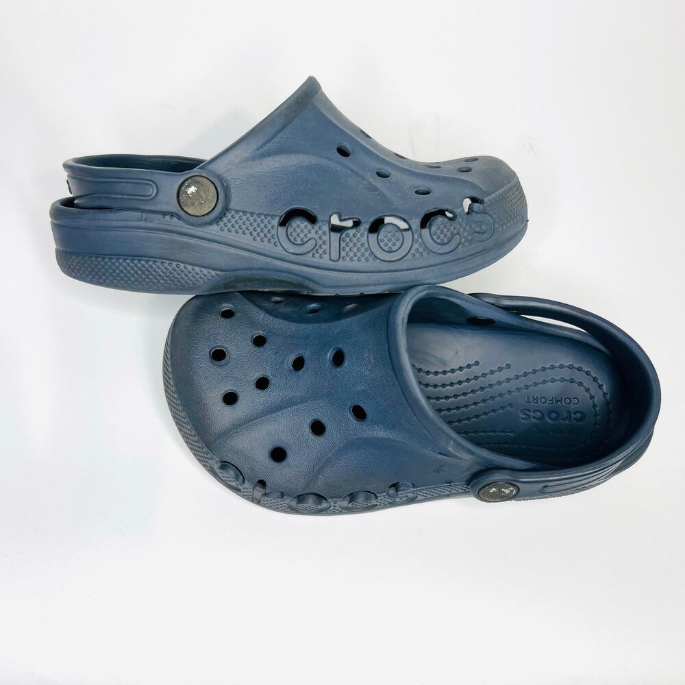 Crocs Classic Clogs Navy Blue Slip On Comfort Shoes Unisex Kids Size J1